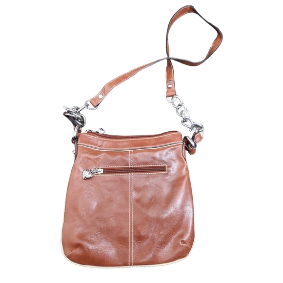 Y2K Vintage Kathy Van Zeeland Brown Studded Chainlink Vinyl Mini Shoulder Bag - Picture 5 of 11